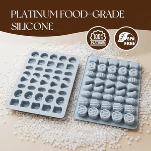 Molde de silicona para dulces con forma de pastelitos de dibujos animados, 40 cavidades, tamaño pequeño, grado alimenticio, antiadherente, libre de BPA, para decoración. - Product Image 1