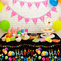 Nappe de fête d'anniversaire Huancai, imperméable, colorée, noire, en plastique, jetable, pour fournitures de fête