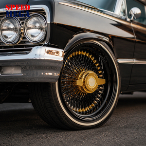 Rueda de Alambre de 13 y 14 Pulgadas, 72 Radios, Negro y Dorado, Llanta Personalizada para Lowrider, Coches de Exhibición y Construcciones Clásicas - Product Image 4