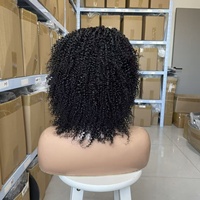 Perruque bouclée afro 12A avec frange, noir naturel, adaptée aux femmes, densité 300 %, sangles ajustables, volume élevé