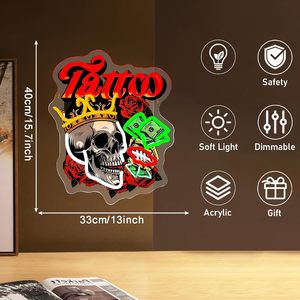 Skull tattoo neon LED dimmable USB ambient light shop window decoration light entrance indicator light luminous <b>sign</b> custom 5V - Product Image 1