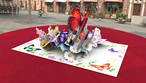 Carte de vœux 3D pop-up, papillon coloré, jardin de fleurs, Kirigami, cartes d'anniversaire, fournisseur en gros - Product Image 2