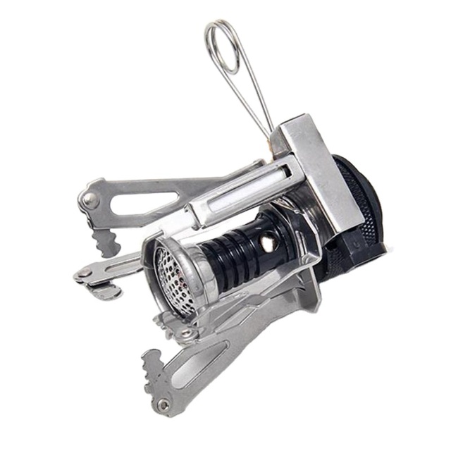 Portable Ultralight Camping Stove Piezo Ignition Backpacking Stove with Folding Feature for Outdoor Gas or Butane Fuel Cooking