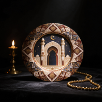 Assiette de Présentation en Plastique 13 Pouces Motif Lune et Étoile pour Mosquée, Vente en Gros, NON Adaptée au Contact Alimentaire