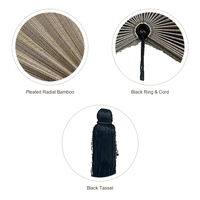 Décoration murale en bambou plissé de style bohème, tissée à la main, écologique, en forme d'éventail, avec pompons, taille personnalisée, logo OEM sur mesure