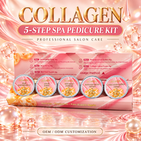 Kit de pédicure spa au collagène en vrac 5-en-1, ensemble de soin hydratant pour les pieds, adoucit les talons rugueux, emballage personnalisé pour les fournitures d'onglerie