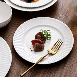 Piring makan porselen putih, set piring Salad atau makanan penutup bulat tahan gores bebas timah untuk Oven Microwave - Product Image 3