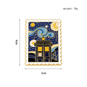 Nouveau Vincent Van Gogh peinture à l'huile alliage <span class=keywords><strong>broche</strong></span> exquis ciel étoilé château timbre doux émail épinglette Badge - Product Image 4