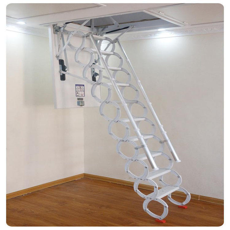 Telescopic Attic Ladder - Electric Loft Stairs with Handrail