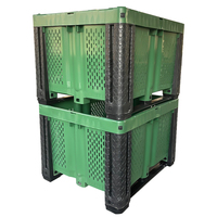 Caisses en plastique empilables pour chariot élévateur réutilisable rectangulaire ventilé robuste pour l'agriculture fruits légumes