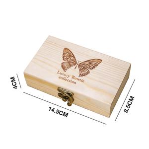 Décoration naturelle pour la maison mariage plumes noeuds <span class=keywords><strong>papillon</strong></span> cadeau boîte de rangement artisanat à la main boîte à bijoux avec couvercle de verrouillage en métal doré - Product Image 1