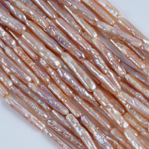 Petites perles d'eau douce naturelles de forme baroque, fines et allongées, 5-6 mm, couleur argent, bricolage, matériau rectangulaire, couleur blanche, en vrac - Product Image 3
