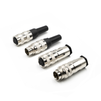 Conector M16 Macho Hembra de 2 Pines, Impermeable IP67, Metálico, Código A, Enchufe Circular
