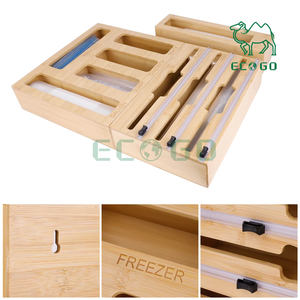 Distributeur de papier d'aluminium et de plastique en bambou 9 en 1 Organisateur de rangement de sacs Ziplock Organisateur de sacs de cuisine - Product Image 2