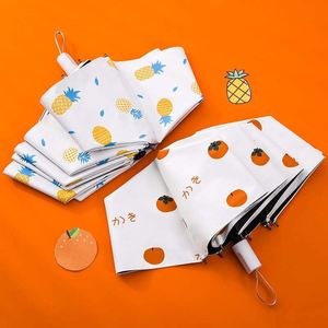Lindo Paraguas Plegable de 3 Secciones con Diseño de Frutas Personalizado, Resistente al Viento, Manual, de Doble Uso, Protección Solar y contra la Lluvia, Portátil para Exteriores - Product Image 2