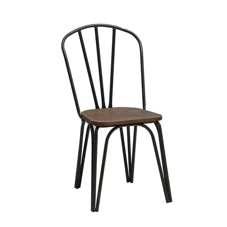 Garden furniture iron cafe chair outdoor bistro chairs with wood seat