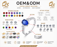Bague de fiançailles et de mariage QX la plus populaire, en argent sterling S925 plaqué rhodium, avec 5 pierres de moissanite ovales de 0,5 ct (4x6 mm), pour anniversaire