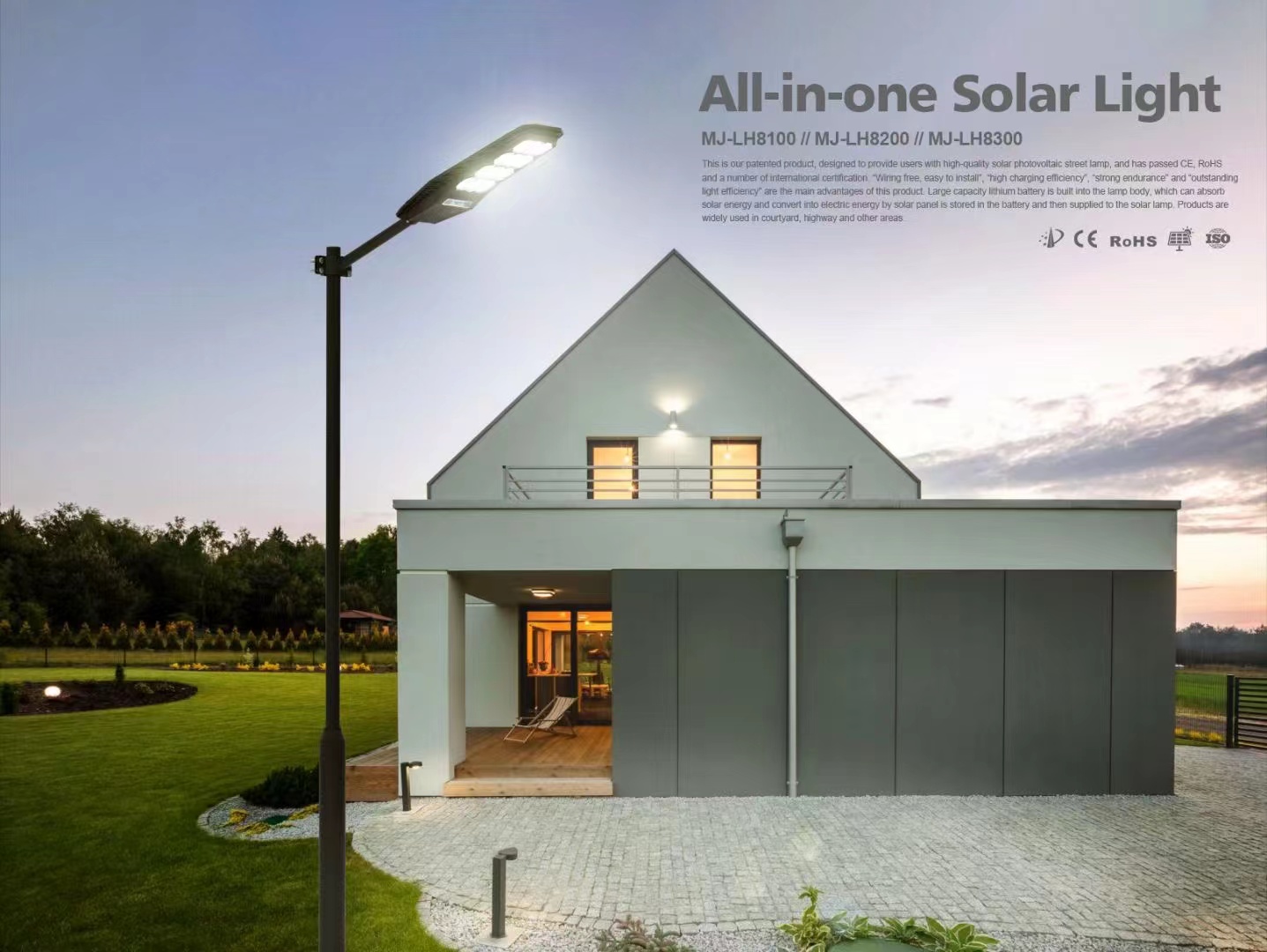 IP65 Aluminum LED Solar Street Light Integrated Radar Sensor Outdoor Projector Lamp