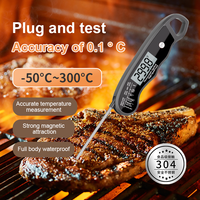 Thermomètre numérique pour viande RUIMEISEN RMS-201, pliable, étanche IPX6, haute précision, écran LCD métallique, pour barbecue et grillades