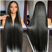 Grosir 100% rambut Remy Brasil renda HD rambut renda coklat muda Wig tanpa lem lurus panjang dengan lapisan warna alami gaya potongan untuk wanita