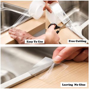 Cinta de sellado de moho para baño, borde de cinta adhesiva transparente impermeable para lavabo, ducha, inodoro y pared - Product Image 3