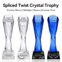 Trophée en cristal torsadé haut de gamme et exquis, grande surface de gravure, pour cérémonie annuelle, récompense de reconnaissance des employés