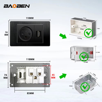 BAOBEN Prise murale USB Type C à charge rapide, standard israélien, en PC noir brossé, avec interrupteur d'éclairage, pour télévision satellite, téléphone, CAT5, CAT6