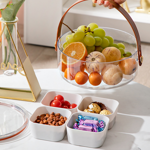 Clear <strong>Plastic</strong> Grid <strong>Storage</strong> Box with <strong>Dividers</strong> for Candy Snack Dried Fruit Veggie Plate Tray Organization