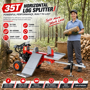 <span class=keywords><strong>Fendeuse</strong></span> de bûches VOl 35 tonnes avec pneus pneumatiques 4.80-8, chenilles de 700 mm et jambe de support à manivelle pour le travail du bois de chauffage agricole - Product Image 1