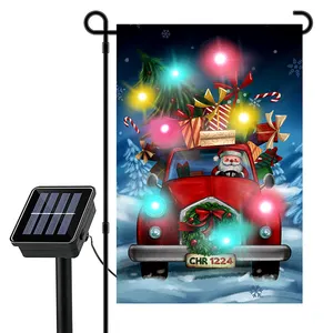 Drapeaux de jardin de vacances LED éclairés pour l'extérieur Drapeau de jardin de Noël 12x18 Double face