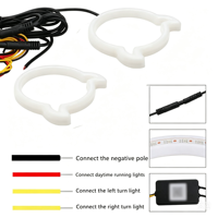 Vente en gros usine Nouveaux feux anneau lumineux LED Angel Eyes Halo 2-en-1 APP Dream Colorful 12V, ajustement universel, 100% étanche, pour conduite et feux de jour (DRL)