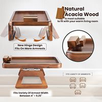 Großhandel |   Akazienholz Sofa-Armlehnenablage mit Handyhalterung - Tischclip - Couch-Armtisch für Breite Sofas