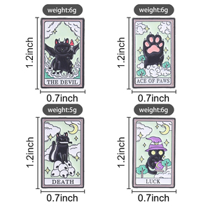 Pin esmaltado de <span class=keywords><strong>tarot</strong></span> de gato negro de Halloween, broche gótico de gato bruja para decoración de mochila - Product Image 6