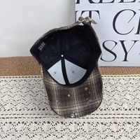 Casquette de baseball vintage à carreaux pour femme, nouvelle collection automne, style décontracté, visière incurvée simple, effet amincissant pour le visage, tendance