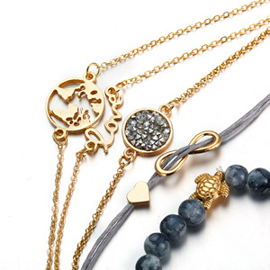 5 Pieces Set Love Letter World Map <strong>Turtle</strong> Natural Bead Bracelet <strong>Jewelry</strong> for Women - Product Image 5