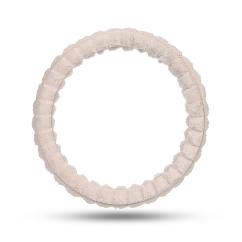 Rabbit fur puff pastry pink steering wheel