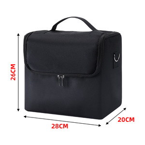 Bolsa de maquillaje profesional de gran capacidad, cierre de cremallera multicapa, asa desmontable de color sólido para herramientas cosméticas, almacenamiento en el hogar - Product Image 2