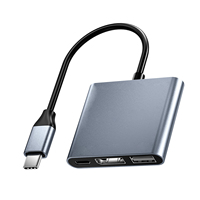 Convertidor de Video 3 en 1 4K 240Hz 100W PD USB 2.0 Tipo-C a DP 1.4, Hub USB para Laptop, Teléfono, Tablet, Hogar y Oficina