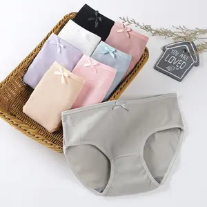 Women's Underwear Female Student Korean Version Simple Middle Waist Girl Cute Sexy Large Pants
