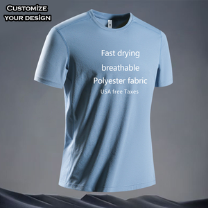 T-Shirt Gym cepat kering <span class=keywords><strong>logo</strong></span> kustom sublimasi grosir pajak Amerika Serikat Tshirt pria ukuran besar cetak poliester 100% - Product Image 3