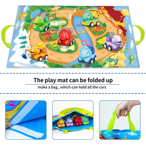 Bán buôn trẻ em 2-in-1 phim hoạt hình nhựa xe ô tô động vật Giao thông vận tải mini xe ô tô trò chơi thảm Túi bản đồ câu đố đồ chơi - Product Image 4