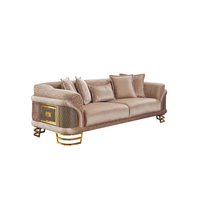 Ensemble de canapés de salon carrés modernes de luxe avec pieds en acier inoxydable, canapé sectionnel rembourré en tissu, confortable et durable