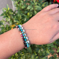Gelang Minimalis Bentuk Beras Batu Alam 4mm Manik-Manik Ramping Emas 18k Baja Tahan Karat Perhiasan Dapat Disesuaikan Grosir