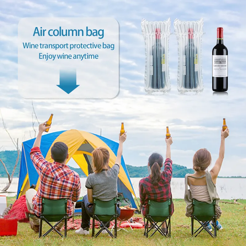 Wine Bottle Protector Film Air Column Wrap Bag Shockproof Inflatable Bag Cushioning Bubble Air Pillow With Reusable Air Pump