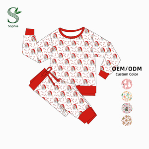 Hoge kwaliteit bijpassende familiekleding van bamboe, babykleding voor het gezin, ronde hals kerstpyjama's, familieset - Product Image 2