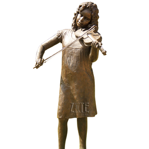 バイオリンを演奏する女性のブロンズ像 高さ約30センチ バイオリンを演奏する女性のブロンズ像 高さ約30センチ