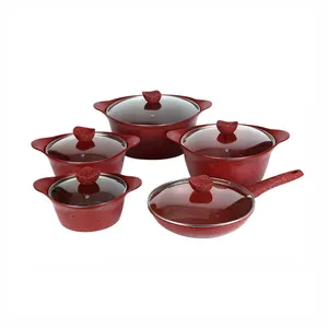 Cookware non-stick coating cast aluminium pots with glass lid for all kitchens
