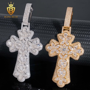 Offre Spéciale – Pendentif Homme Tendance <span class=keywords><strong>en</strong></span> Argent Sterling 925 avec Croix <span class=keywords><strong>Épée</strong></span> et Moissanite, Coupe Ronde, Style Hip Hop, Testeur de Diamant Inclus avec Certificat GRA - Product Image 1