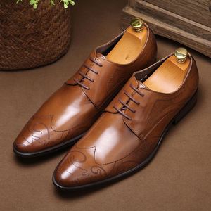 Zapatos Casuales de Alta Calidad, Zapatos de Negocios para Hombre de Cuero Genuino Grabado, Zapatos Formales para Hombre para Eventos de Boda de Otoño - Product Image 1