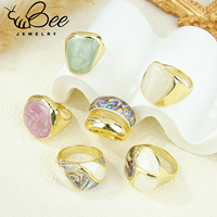 Cincin Retro Enamel Berwarna Modis Eropa 14k Italia Bohemian Unik Cincin Prom Wanita Perhiasan Pernyataan Pesta Modern